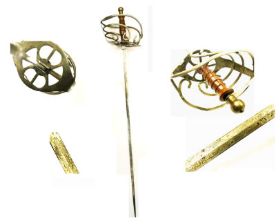 Рапира учебно-тренировочная с клинком оружейной фабрики в Золингене, украшена травлением. 