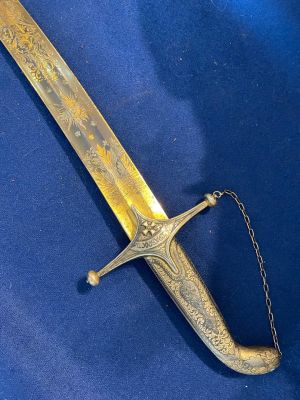 Клыч с надписью за Храбрость казачий без ножен.рукоять серебро, чернение, миниатюра 