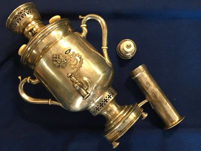 Самовар серебро вес 2 кг 450 гр. клейма мастера ПМ. Головка влево.