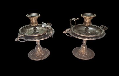 Парные подсвечники. Сазиков. Серебро 84. Парные подсвечники. Российская Империя XIX век. 