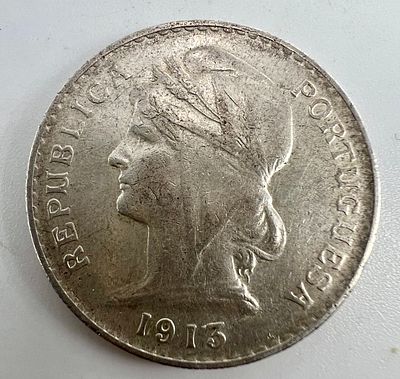 Португалия. 50 сентаво. 1913 г. Серебро.