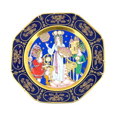 Тарелка декоративная коллекционная "Новый год 1979". Авторская работа. Художник Ole Winther. 