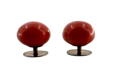 Запонки золотые с красным кораллом. Золото проверено реактивом, коралл. Общий вес - 11,22 гр. 