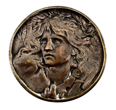 Медальон "Орфей" (художник Marie-Alexandre-Lucien Coudray). Бронза, литье. Рубеж XIX-XX вв. Диам 