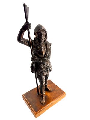 Конкистадор. Металлическая фигура на камне. Европа, XIX в. Камень, магнитный металл. Высота 24 