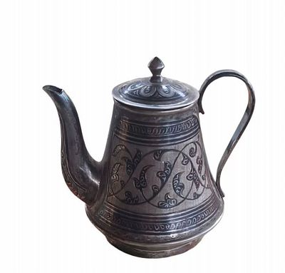 Заварной чайник. Серебро 875. СССР, Кубачи. Серебро:875. 
Вес: 164.4гр. 
Высота: 9.5см. 