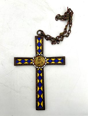 Крест священника нагрудный с образом Иисуса Христа. XIX век. . Бронза, эмаль. Размеры - 17*12 см.