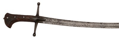 Hunting Sabre. Curved blade with a pandur point, fullered on both sides with remnants of 
