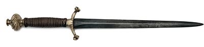 Dagger. Double-edged blade (possibly later) with central point, rhomboid cross-section, gilt 