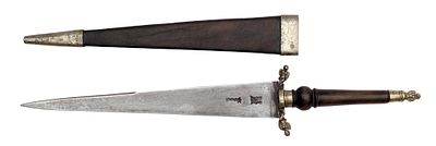 A Baroque Plug Bayonet. Single edged blade with double-edged tip, one-sided marked with king's 