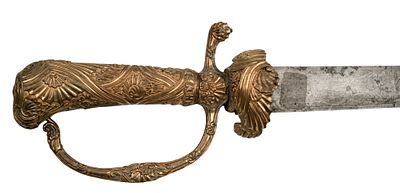 Rococo Hunting Hanger. Straight single edged blade with back groove and false edge, traces of 