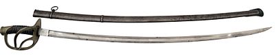 Mexican Model 1822/61 Light Cavalry Sabre. Slightly curved, single-edged blade having wide and 