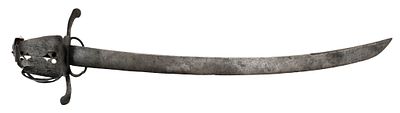 Dussack. Slightly curved single edged blade (length 74 cm, width 4.3 cm), double-edged at the 