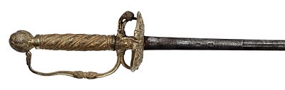 A Small-Sword. Double-edged thrusting blade (stains) of flattened hexagonal section for most of 