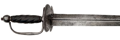 Small Sword. Double-edged straight blade of rhombic cross-section with narrow fuller cut almost 