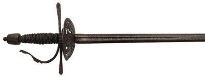 An Elegant Cup-Hilted Sword. Sraight, doubleedged bladeof hexagonal section (old restoration of 
