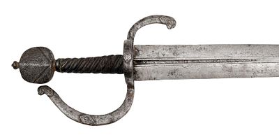 An Italian Short Sword. Broad, double-edged blade with the round tip, the upper third with 