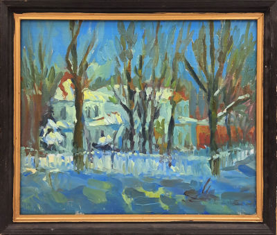 Федотов Сергей Геннадьевич (род. 1968). В Сокольниках. Холст на картоне, масло. 2000 г. . Размеры 