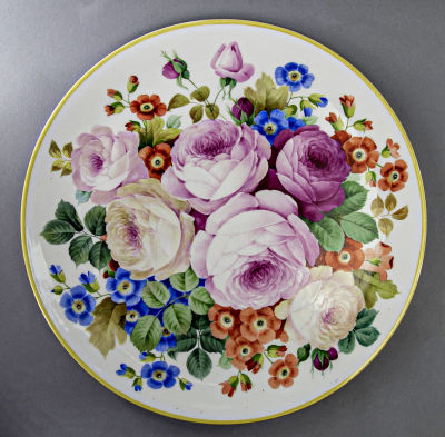 [Топ-лот. Авторский экземпляр] Блюдо большое декоративное "Розы и фиалки". Мысягин В.П. СССР 