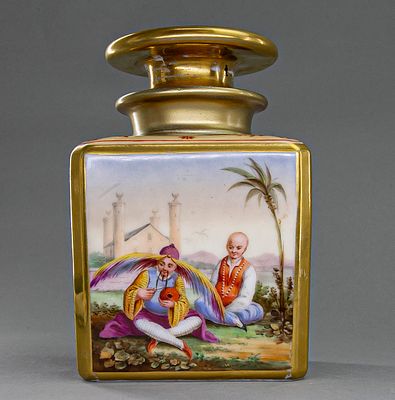 [Редкость] Чайница, флакон со сценами из жизни китайцев. Шинуазри. Россия / Франция, середина 