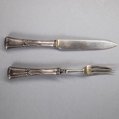 Набор десертных приборов на одну персону (эгоист). Серебро 84. Хлебников. Москва. Россия. 