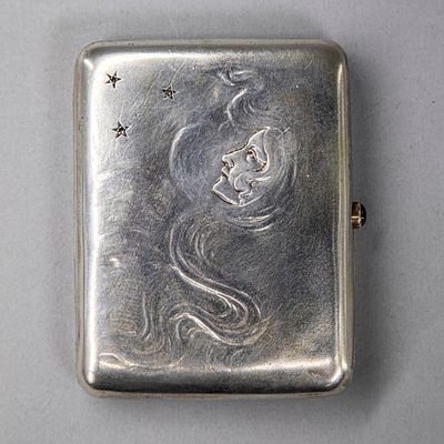 [Редкость] Портсигар "Аллегория ночи", модерн. Россия, Фаберже, 1899-1908. Серебро 84 пр., алмазы. 