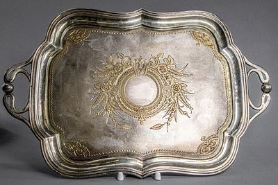 [Из собрания Н.М. Шверника] Поднос с орнаментом в русском стиле. Серебро 84 пр. Россия, Гришин 