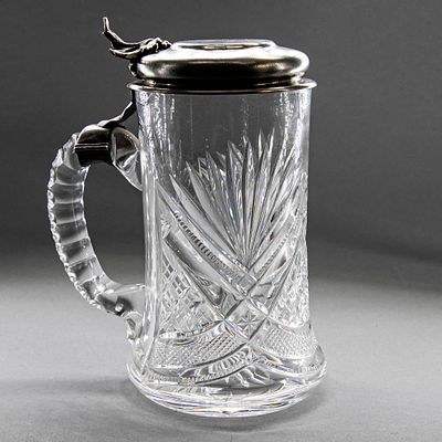 [Редкость] Кружка с растительным декором. Серебро 84 пробы, хрусталь. Россия, Лорие, конец 