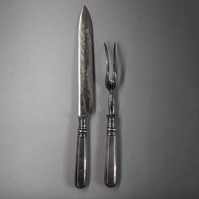 Набор столовых приборов для разделки мяса и дичи. Серебро 84, металл. ТД И.Е. Морозова 