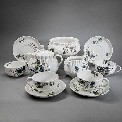 [Редкость. Редкое клеймо] Чайный сервиз, форма "Корзиночка", русский стиль. Россия, Корниловы 