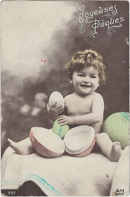 Joyeuses P&acirc;ques (пер. Счастливой Пасхи). AN Paris 692. Carte Postale. Оранотопия. 
Небольшие пятна.