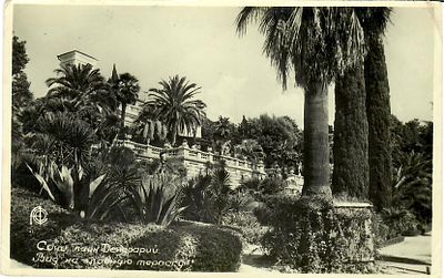 Сочи, парк Дендрарий. Вид на главную террасу. 
Заломе верхнего правого угла. Дарственная 