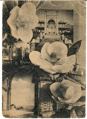 Привет из Крыма. Виды Алупки. Прошла почту, заполнена. 
Заломы, обветшалость.