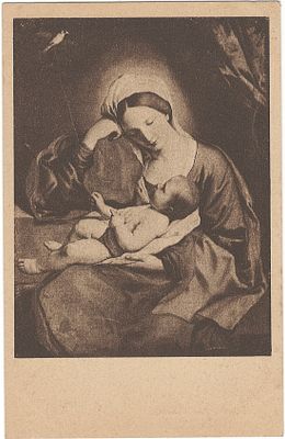 Сассоферрато. Мадонна с птичкой. Эрмитаж. Открытое письмо. В пользу общины св. Евгении. Тип. 