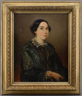 Эрнст фон Бреслер, "Портрет дамы", 1857 г. Холст, масло. . Размеры: 39,5 см х 31,5 см (по 
