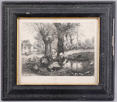 Матье Мари-Александрин, "Водоем Пастурьо". 1864 г. Бумага, офорт. Размеры: 17 х 22 см (оттиск) 