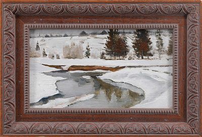 Говоров Лев Сергеевич. "Март", 1952 г. Холст, масло. Размер: 15 х 25 см (изображение), 22 х 32 