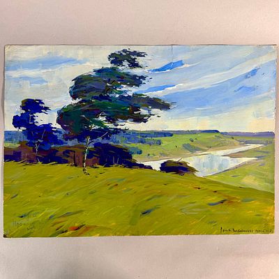 Н/х. Ловать. Разбойничья горка. СССР 1964 г. 
Бумага, гуашь. 
40.5 х 28.5 см 
Авторские 