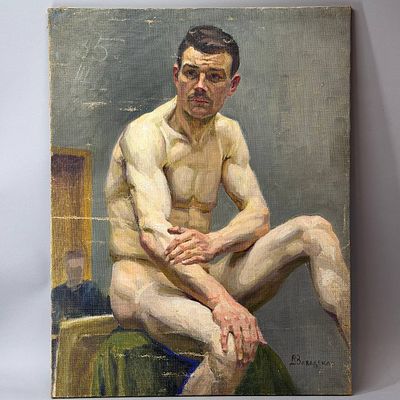В. Завадская. Обнаженный натурщик. СССР, 1930-50-е гг. 
Холст, масло. 
Размеры: 89 х 68,5 см. 