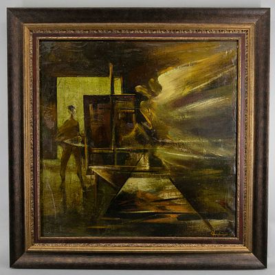 Караханян Г. "Myra v atehera". Холст, масло. 1993 г. Размеры: 59 х 59 см - подрамник; 75.5 х 75 