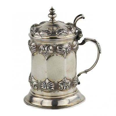 I. Nordberg. Russian, silver mug in the style of Roman-Gothic historicism. Petersburg. 1839. Jose 