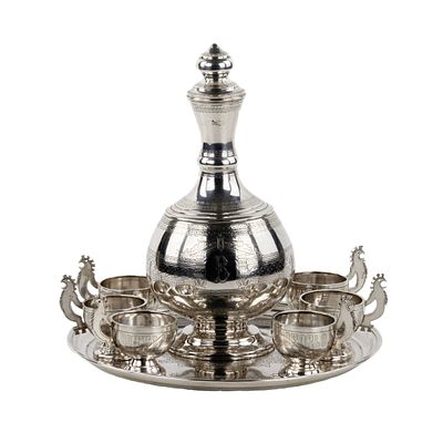 Elegant silver vodka set in the neo-Russian style, workshop S.M. Ikonnikov. Elegant vodka set 