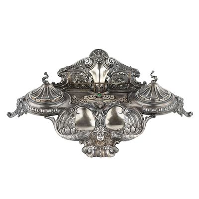 Silver writing set. Henrik Wigstr&ouml;m. Faberg&eacute;. Late 19th century. A superb silver writing set 