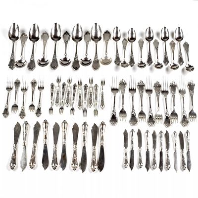 Silver table set by G. Klingert. Table set of royal Russian silver, 84 assay value, workshop of 