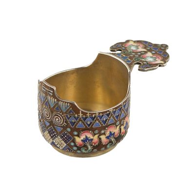 Russian Art Nouveau kovsh in cloisonné enamel by Fyodor Rückert. Moscow, 1908-1917. Russian Art 
