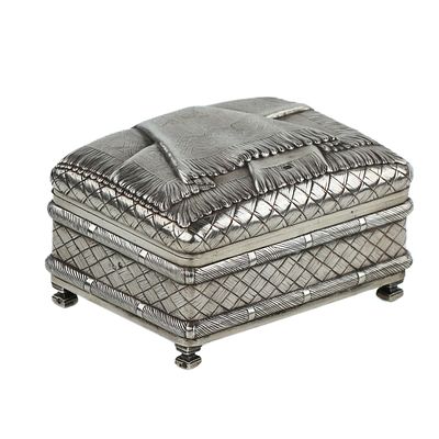 Russian silver trompe l`oeil box. Gerasim Loskutov. Russia. Moscow, 1893. Russian silver trompe 