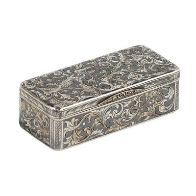 Russian silver snuffbox with niello. Russia, 19th century. Russian silver snuffbox with niello 