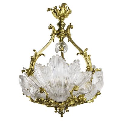 Chandelier in gilded bronze by LEROLLE Fr&egrave;res, Napoleon III period. France. LEROLLE brothers. A 