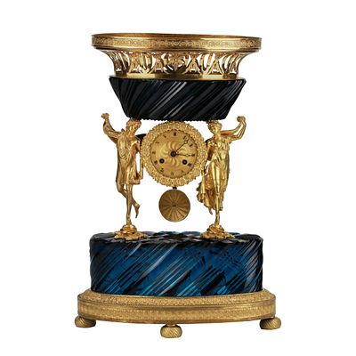 Unique mantel clock, made of glass and bronze. Royal Russia. Early 19th century. A unique 