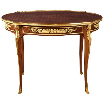 Oval coffee table in Louis XVI style, model Adam Weisweiler. France 19th century. Oval coffee 